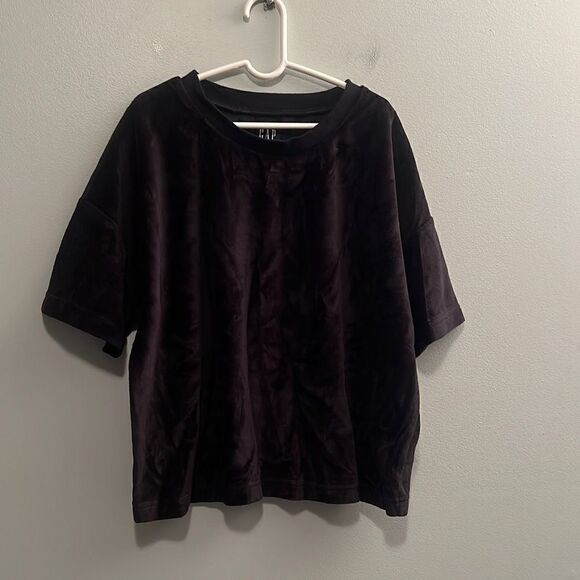 Gap Women's Velvet Velour Short Sleeve Crew Neck Top - Picture 1 of 5